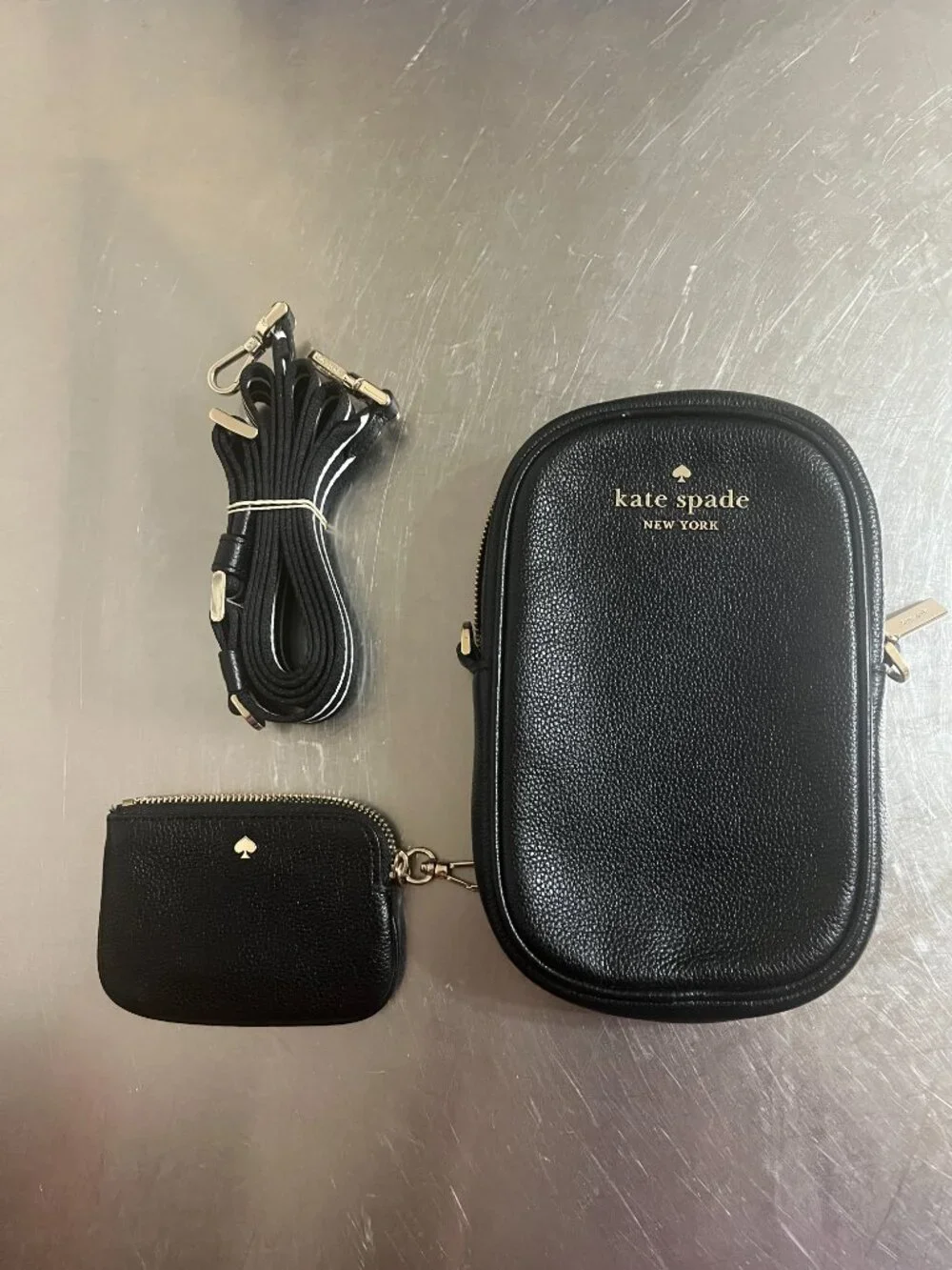 KATE SPADE black pebbled rosie north south crossbody bag